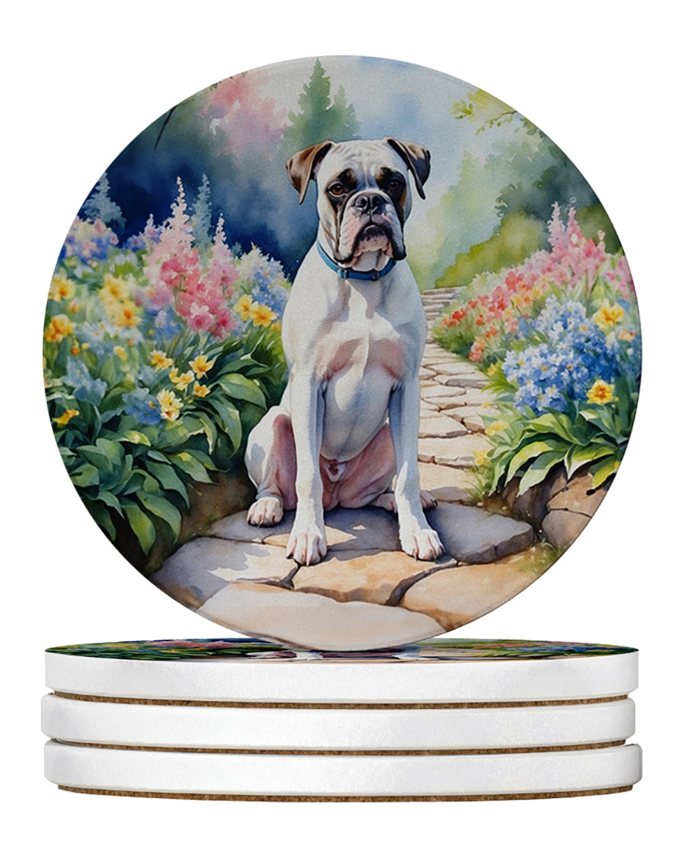DAC6580RCS4 4 x 4 in. White Boxer Spring Path Sandstone Coasters - Large - Pack of 4