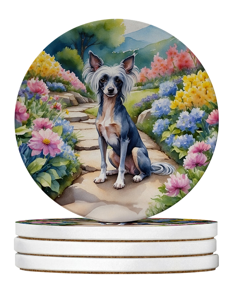 DAC6598RCS4 4 x 4 in. Chinese Crested Spring Path Sandstone Coasters - Large - Pack of 4
