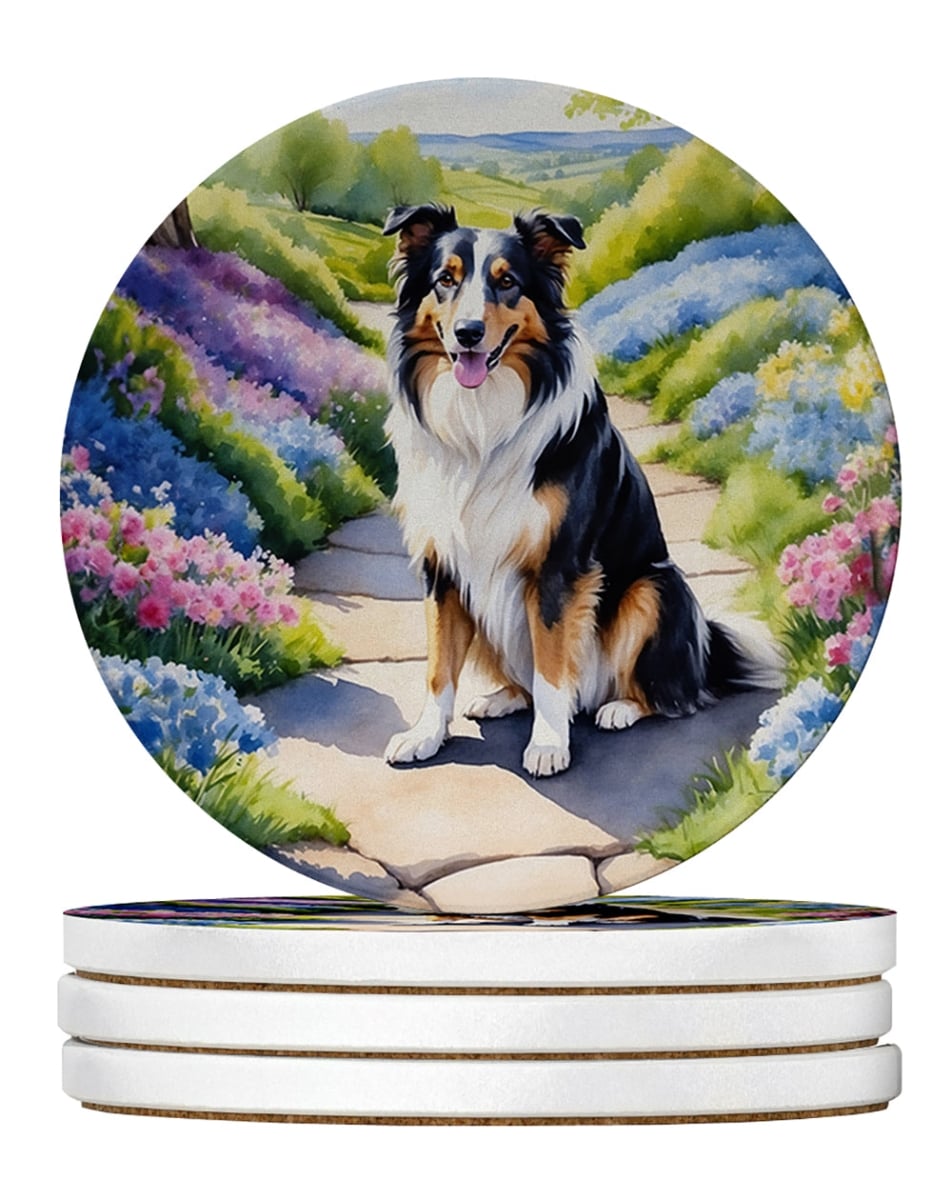 DAC6607RCS4 4 x 4 in. Collie Spring Path Sandstone Coasters - Large - Pack of 4