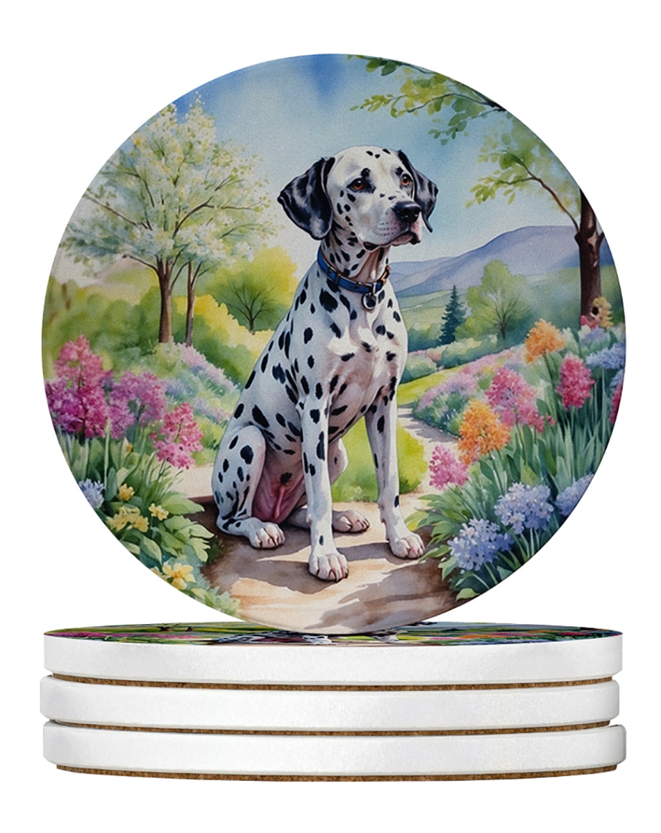 DAC6615RCS4 4 x 4 in. Dalmatian Spring Path Sandstone Coasters - Large - Pack of 4