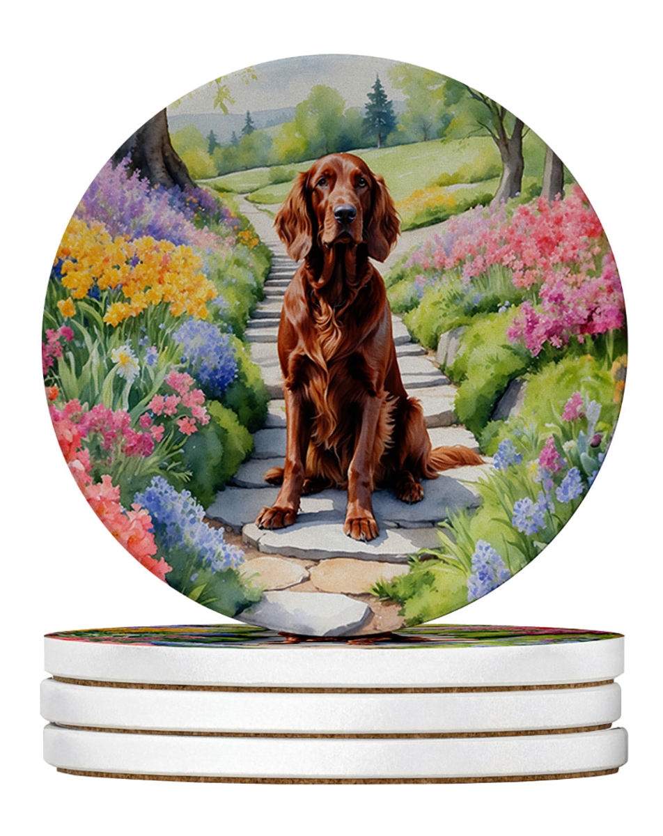 DAC6649RCS4 4 x 4 in. Irish Setter Spring Path Sandstone Coasters - Large - Pack of 4
