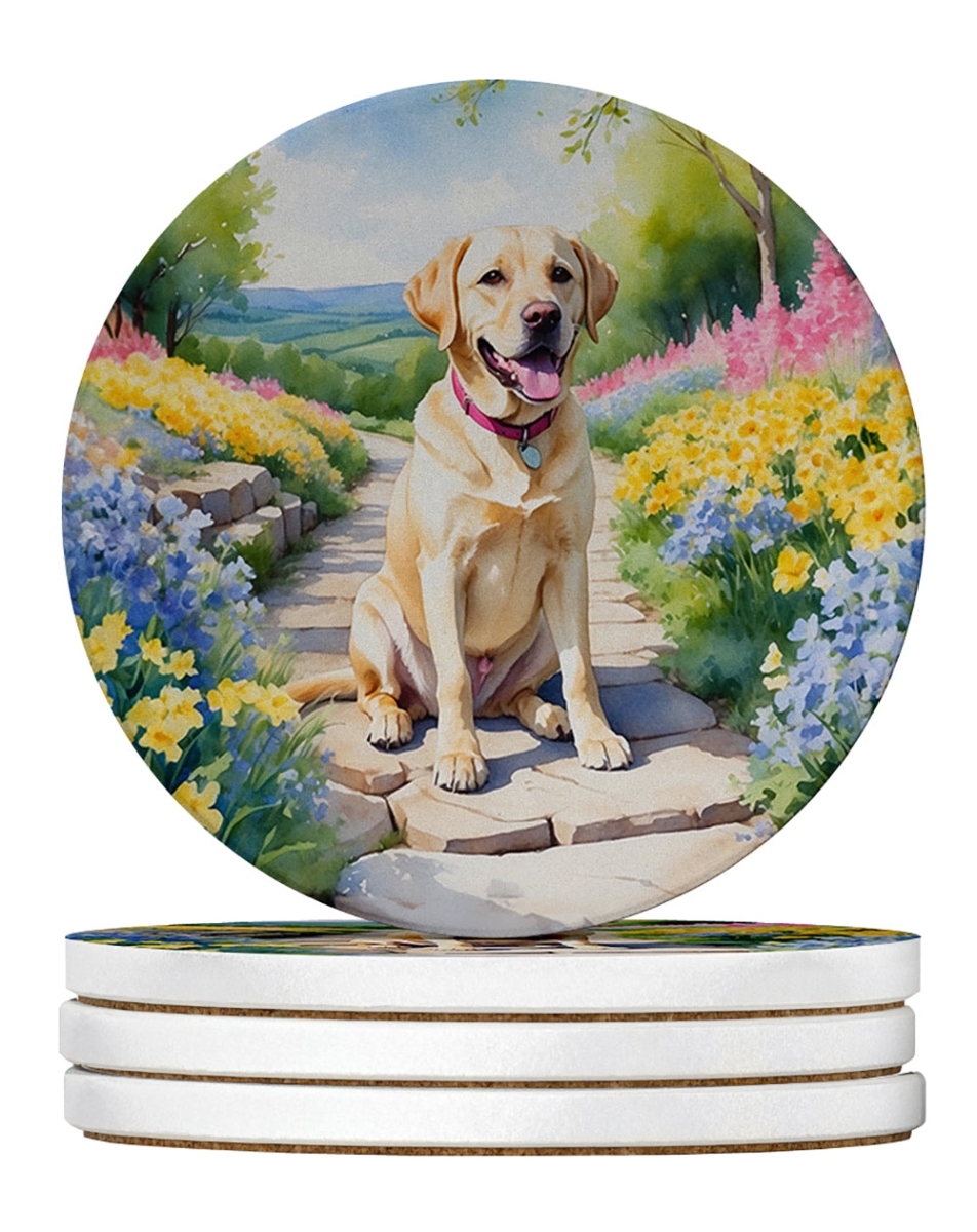 DAC6664RCS4 4 x 4 in. Labrador Retriever Spring Path Sandstone Coasters - Large - Pack of 4