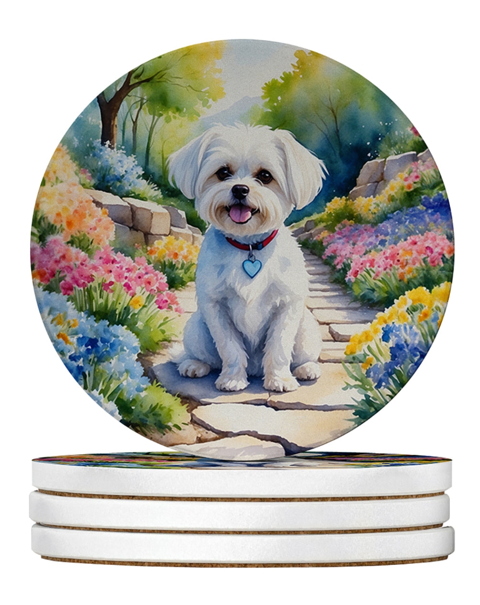 DAC6668RCS4 4 x 4 in. Maltese Spring Path Sandstone Coasters - Large - Pack of 4