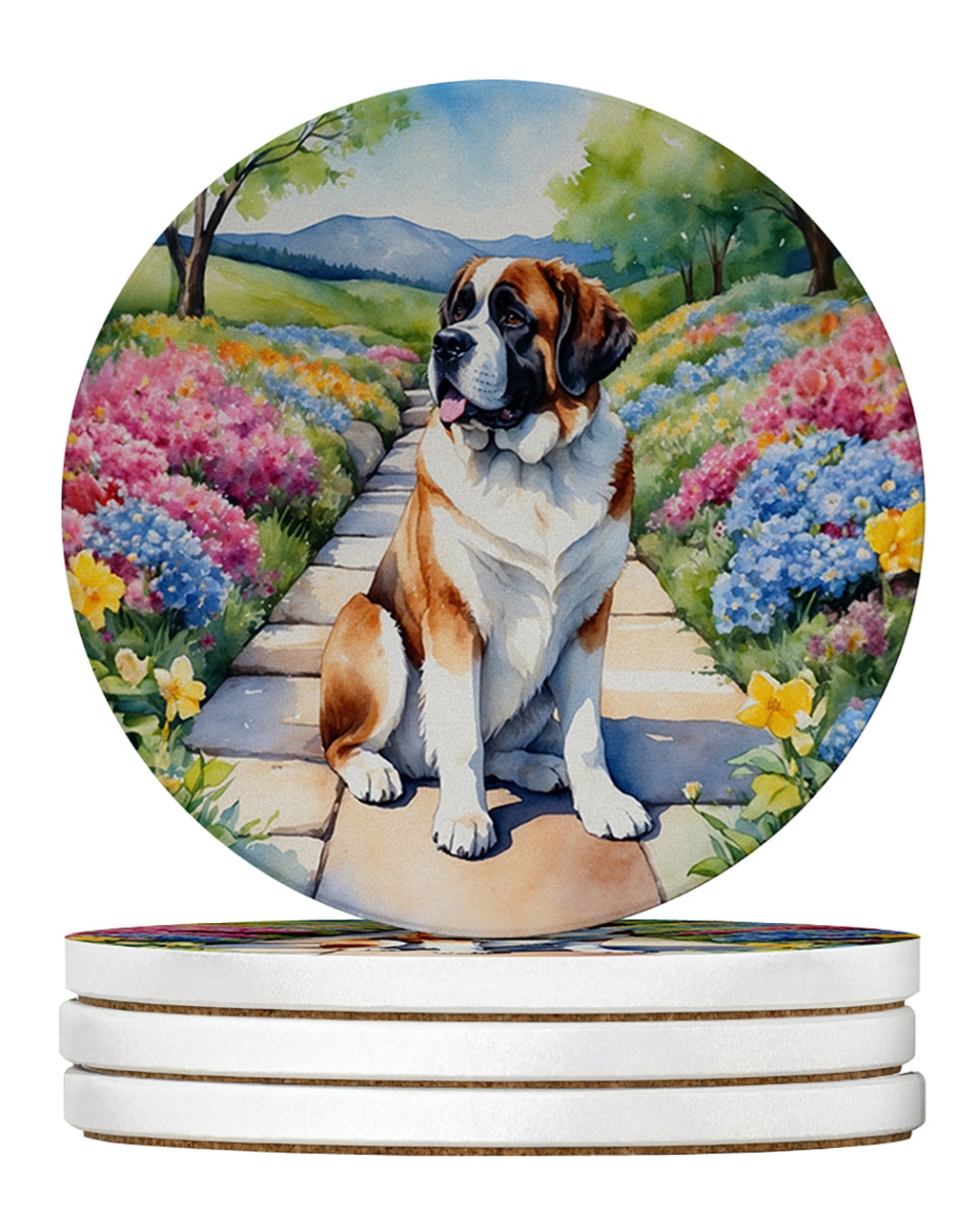 DAC6706RCS4 4 x 4 in. Saint Bernard Spring Path Sandstone Coasters - Large - Pack of 4