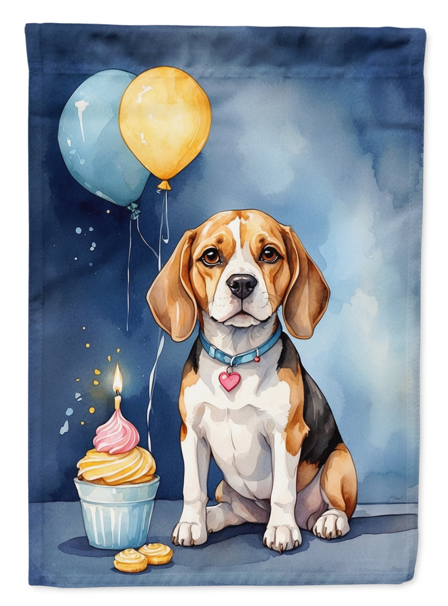 Beagle Birthday Garden Flag - Multi-Color - 15.5 x 11.25 in. - Durable Polyester
