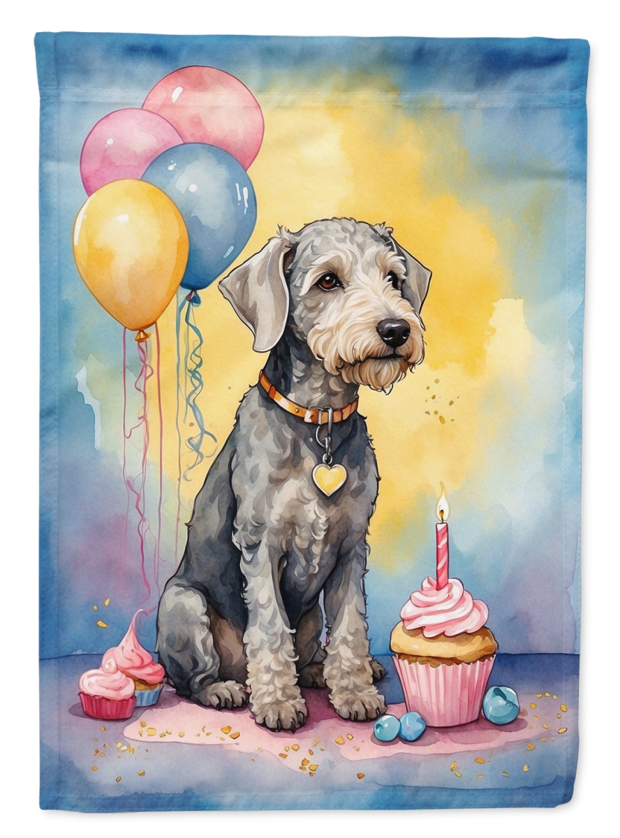 Bedlington Terrier Birthday House Flag - Multicolor - 40 x 28 in. - Double-Sided Design
