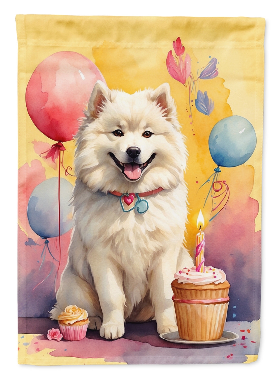 DAC8041CHF 40 x 28 in. Samoyed Happy Birthday House Flag