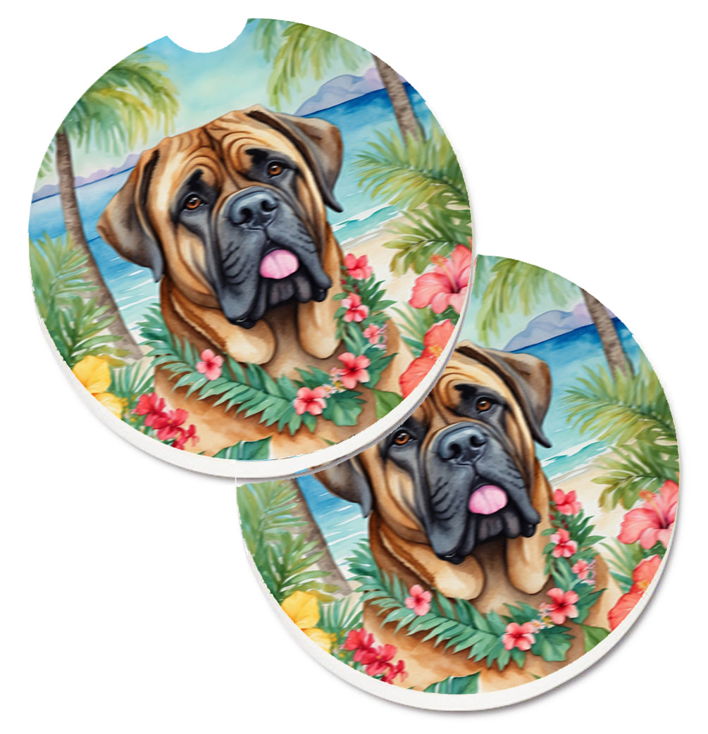 DAC6475CARC 2.5 x 2.5 in. Mastiff Luau Cup Holder Car Coasters - Set of 2