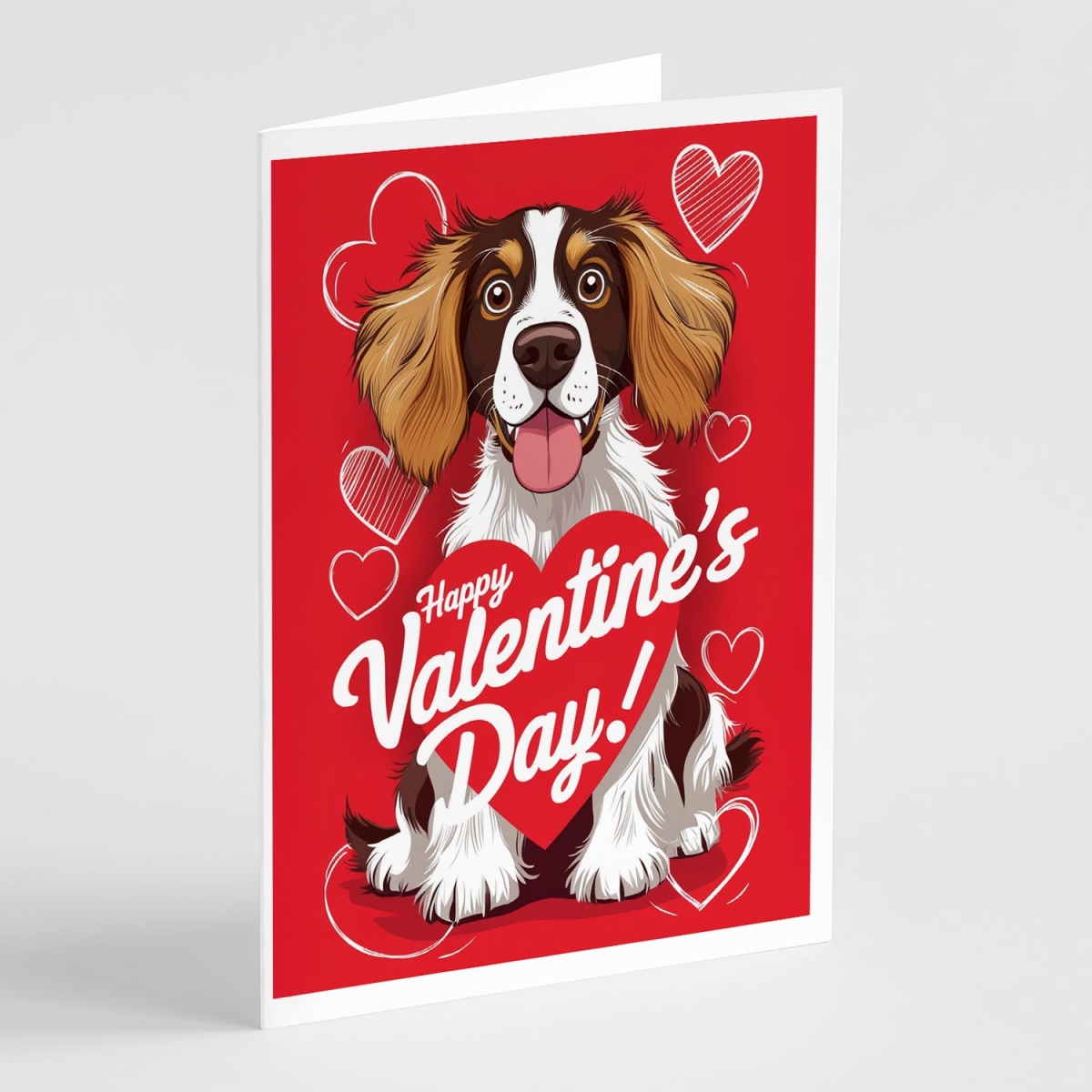 DAC7933GCA7P 5 x 7 in. Welsh Springer Spaniel Happy Valentines Day Greeting Cards - Pack of 8