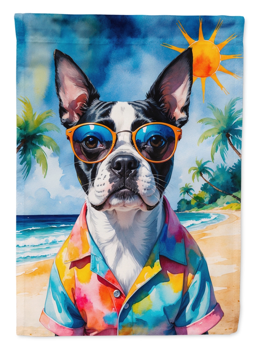 DAC8261CHF 40 x 28 in. Boston Terrier Summer Beach Time House Flag