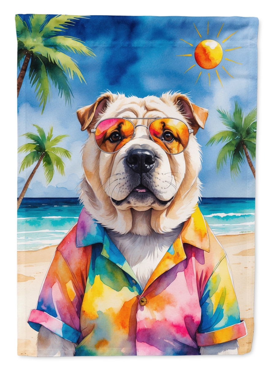 DAC8293CHF 40 x 28 in. Shar Pei Summer Beach Time House Flag