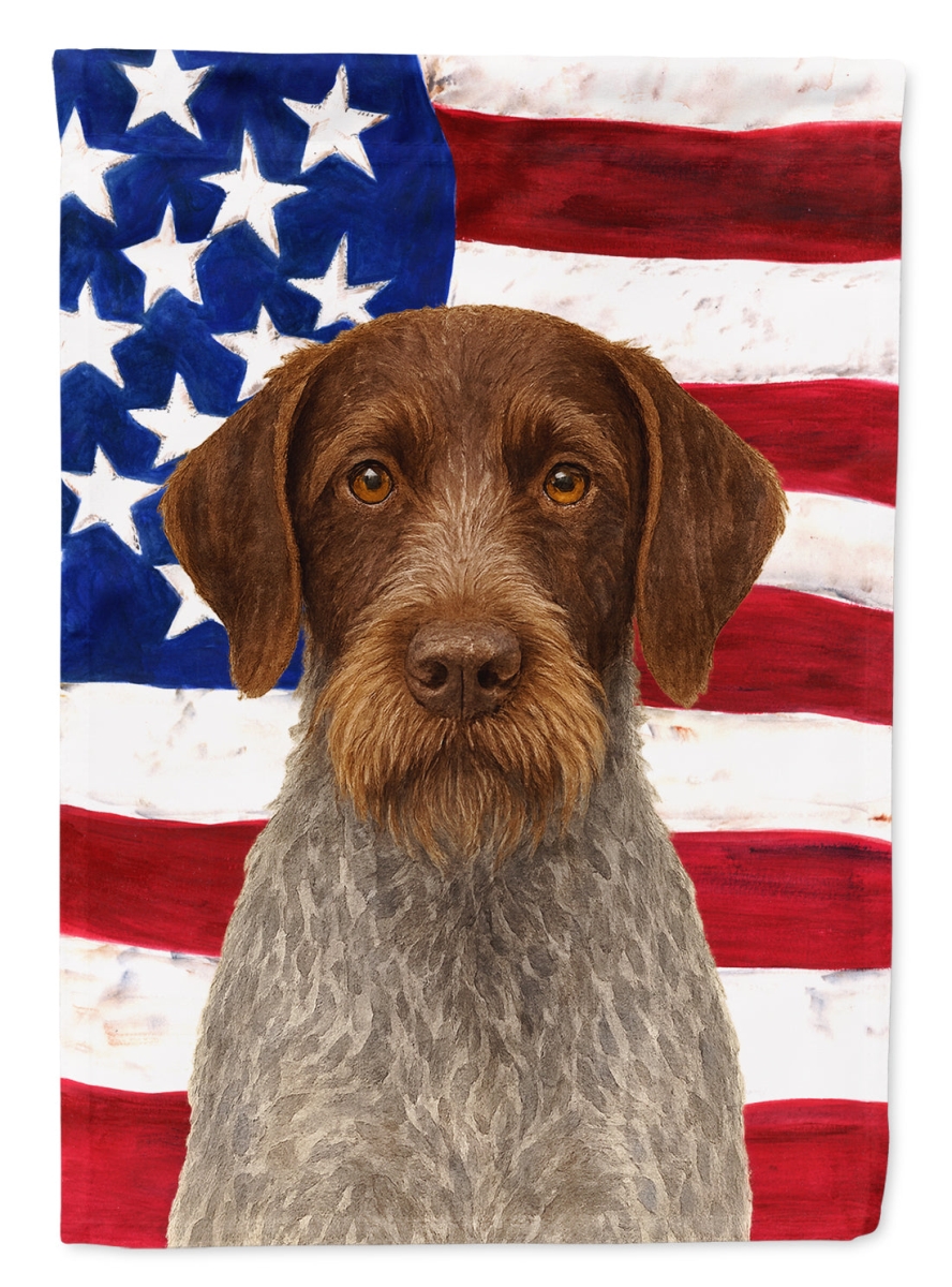 WDK6263CHF 40 x 28 in. Roan German Wirehaired Pointer American Flag House Flag