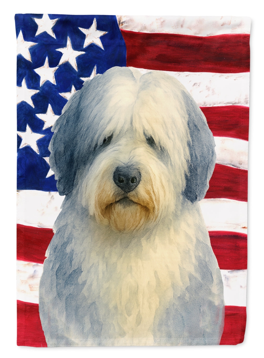 WDK6294CHF 40 x 28 in. Blue & White Old English Sheepdog American Flag House Flag