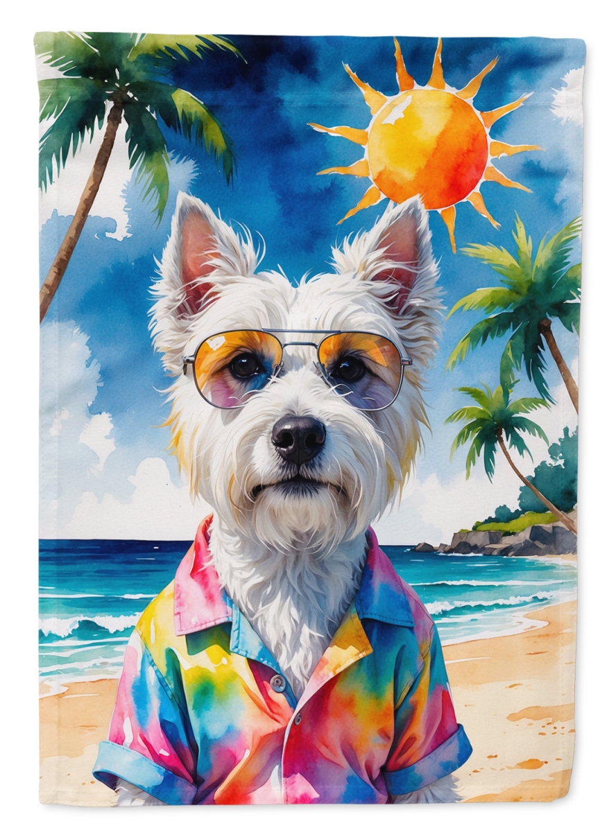 DAC8294CHF 40 x 28 in. Westie Summer Beach Time House Flag