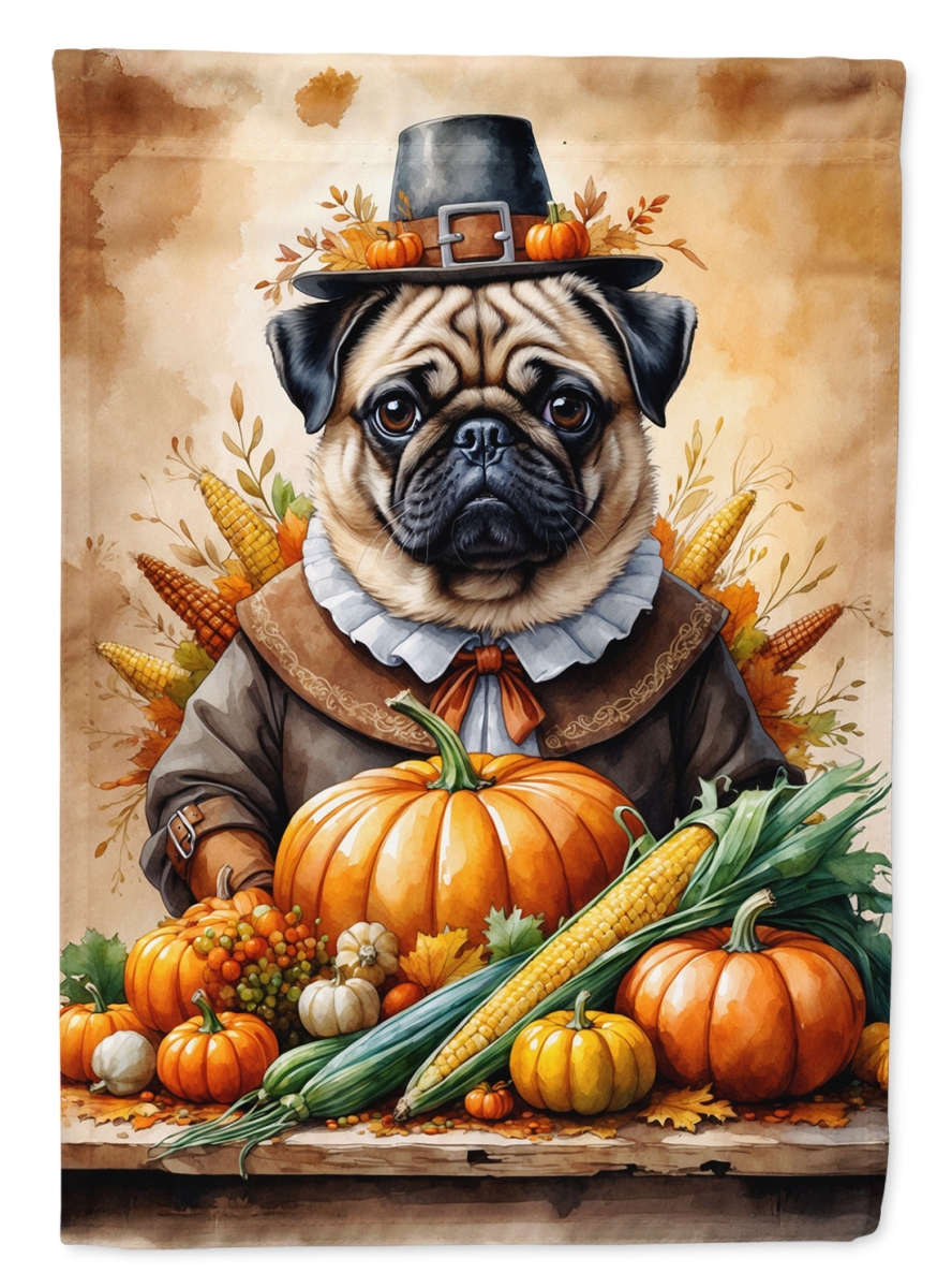 DAC8331CHF 40 x 28 in. Pug Thanksgiving House Flag