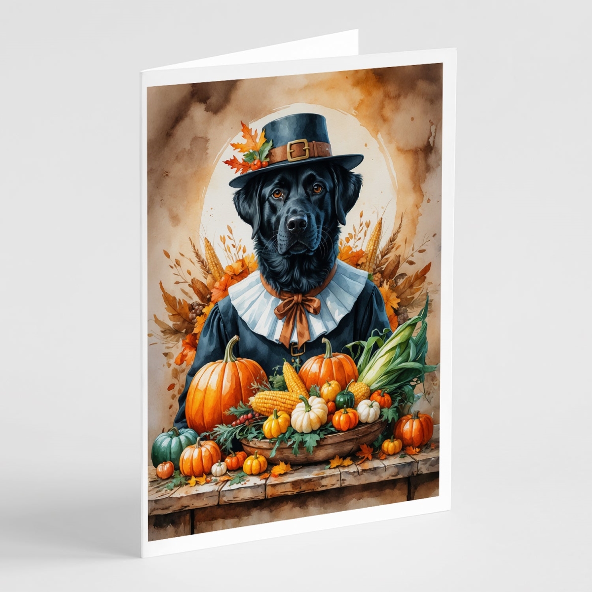 DAC8321GCA7P 5 x 7 in. Black Labrador Retriever Thanksgiving Greeting Cards - Pack of 8