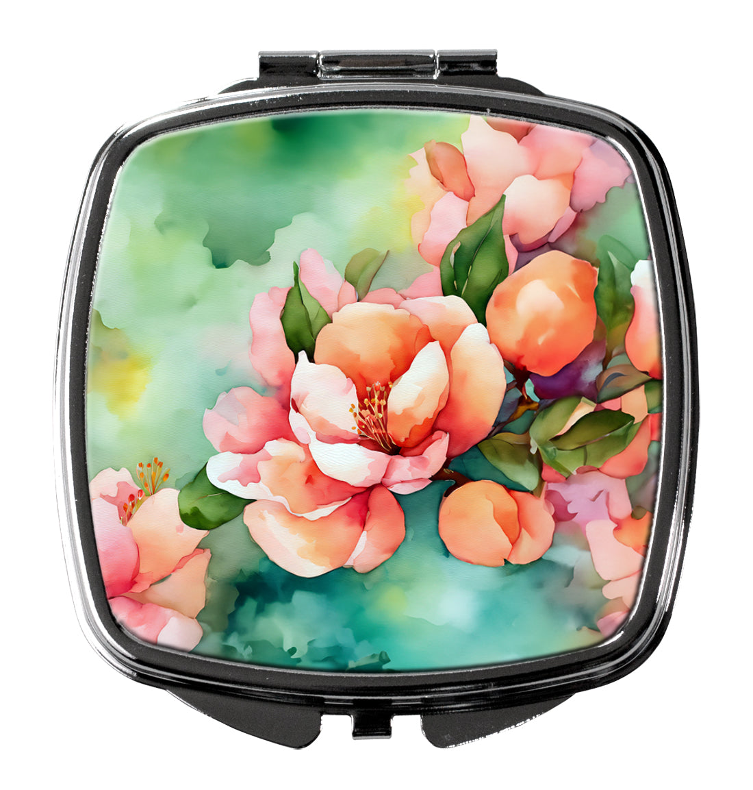 DAC1636SCM 3 x 2.75 in. Delaware Peach Blossom in Watercolor Compact Mirror