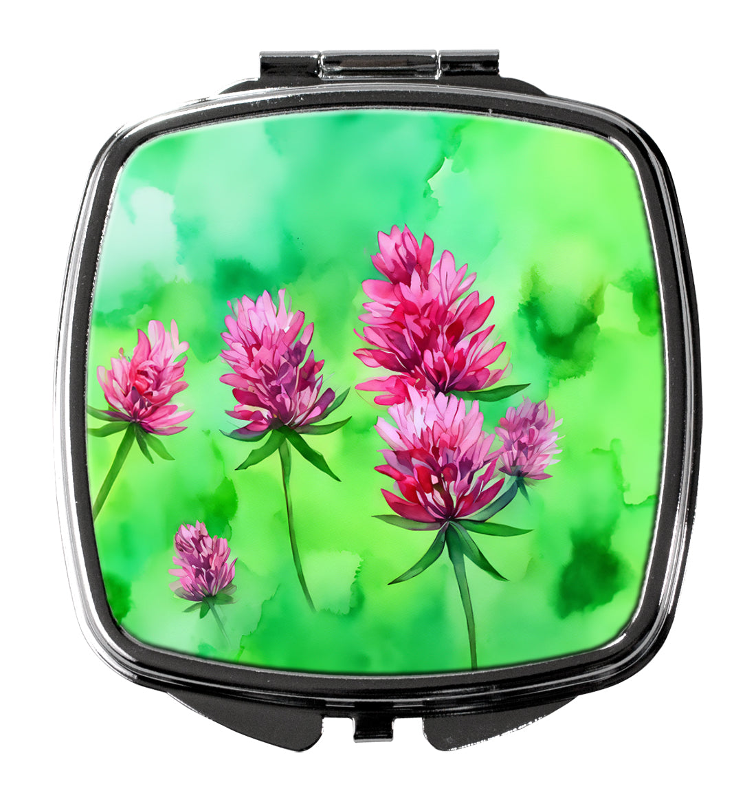 DAC1712SCM 3 x 2.75 in. Vermont Red Clover in Watercolor Compact Mirror
