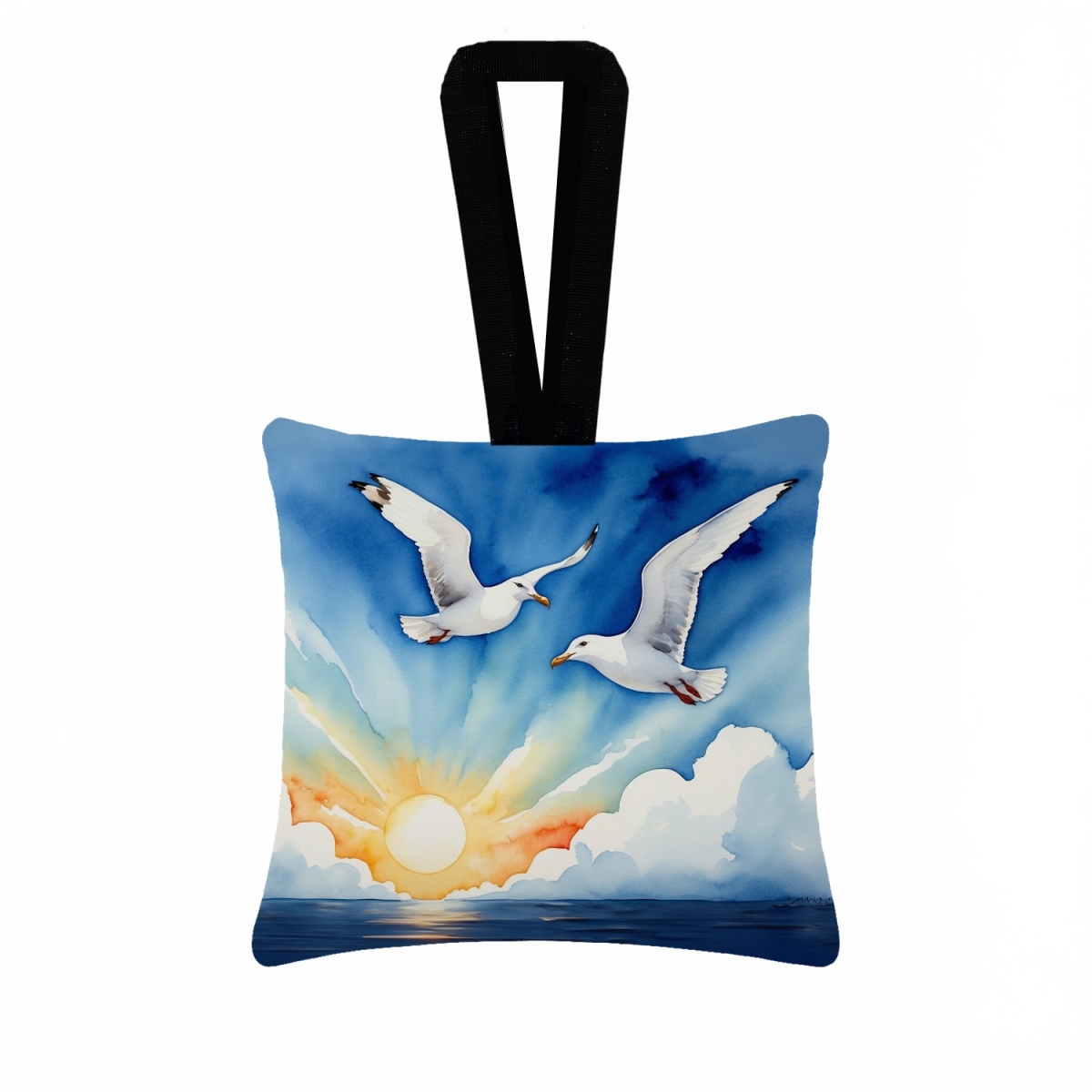 DAC7520PO3 3.5 x 3.5 in. Gulls Soaring High Hanging Square Fabric Ornament