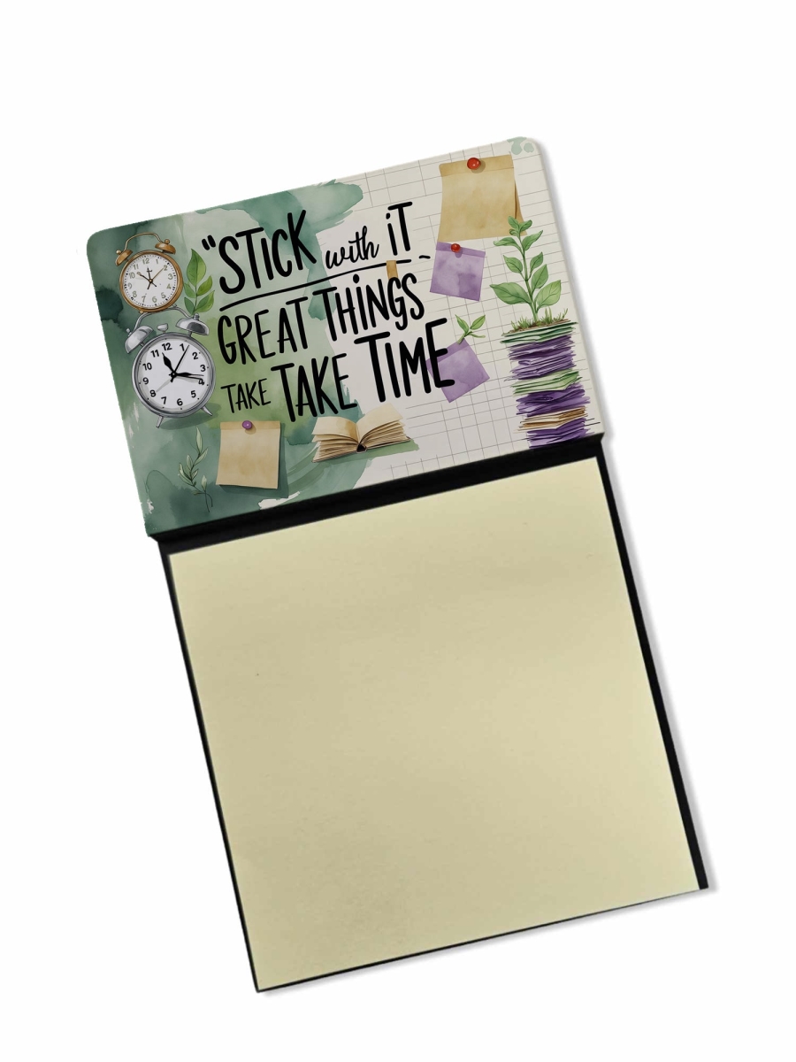 DAC8662SSN 5.25 x 3.25 in. Stick with It Great Things Take Time Funny Sticky Note Holder