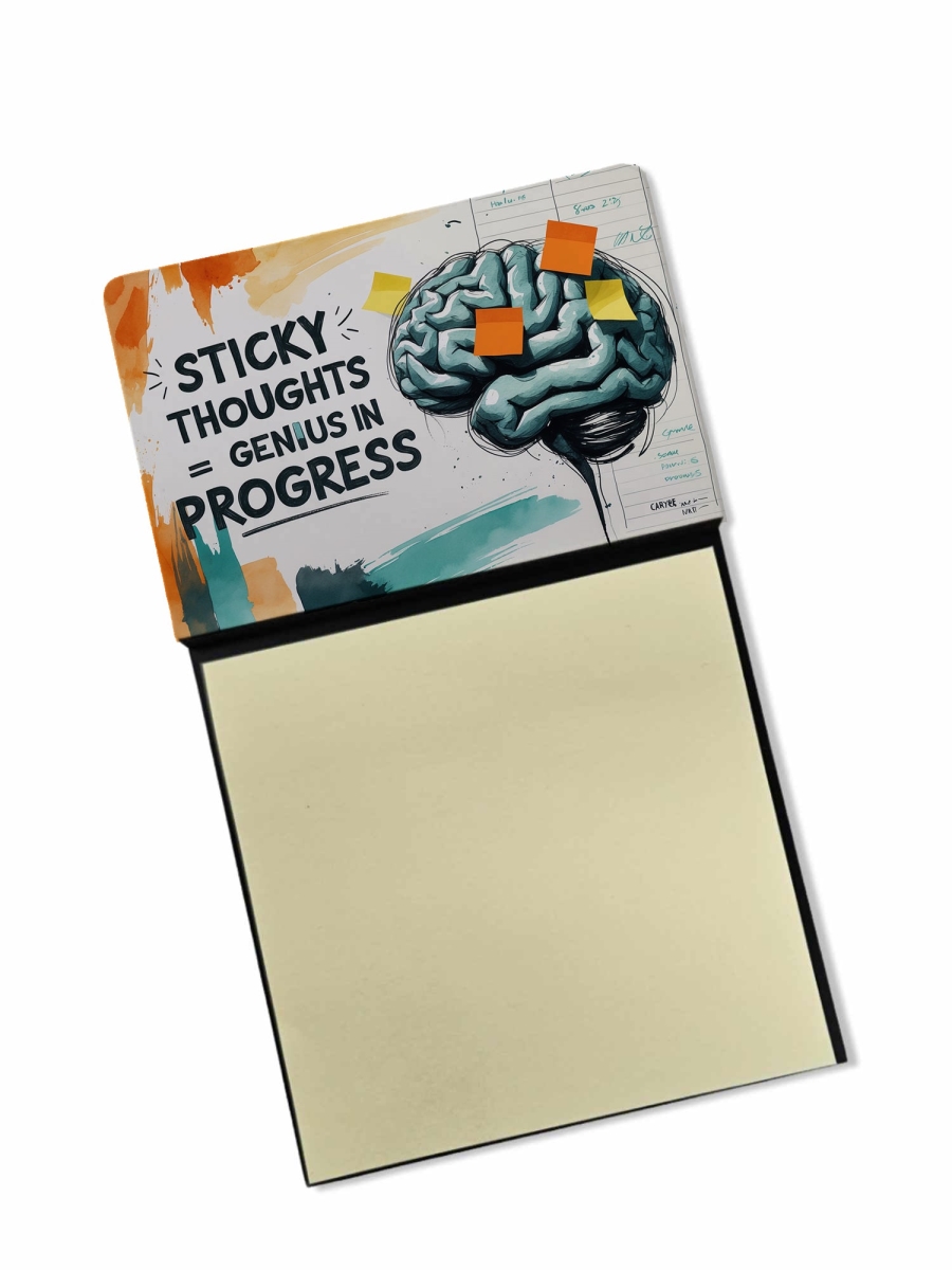 DAC8663SSN 5.25 x 3.25 in. Sticky Thoughts Equals Genius in Progress Funny Sticky Note Holder