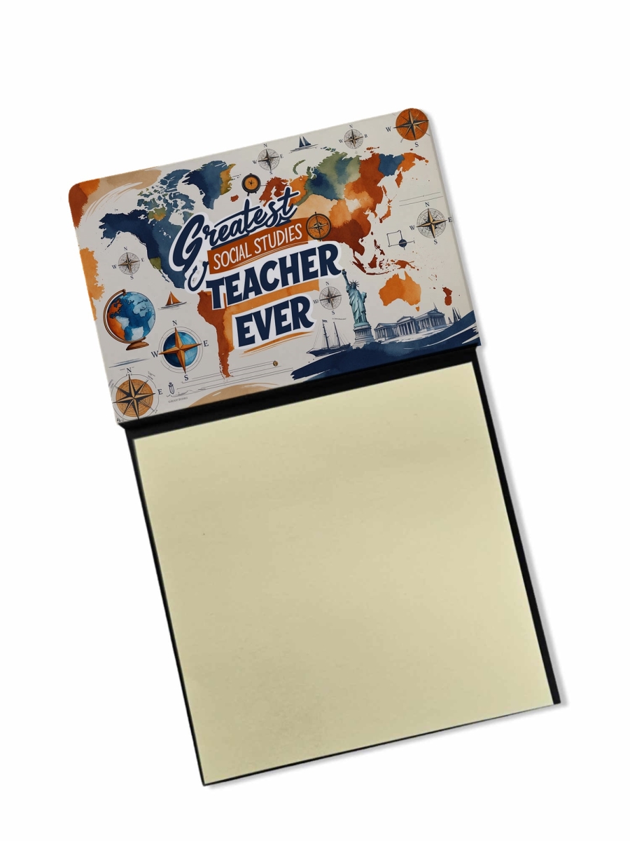 DAC8872TSN 5.25 x 3.25 in. Greatest Social Studies Teacher Ever Funny Sticky Note Holder for Teachers Gift