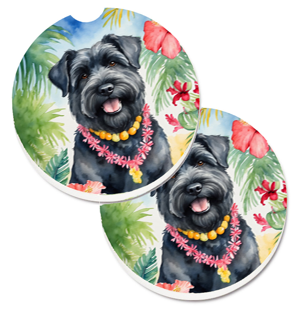 DAC6385CARC 2.5 x 2.5 in. Bouvier des Flandres Luau Cup Holder Car Coasters - Set of 2