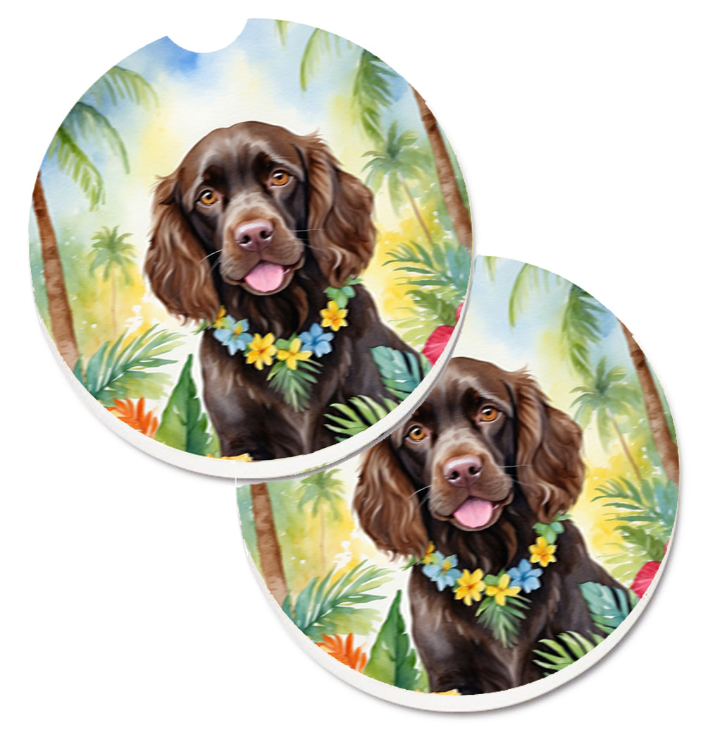DAC6390CARC 2.5 x 2.5 in. Boykin Spaniel Luau Cup Holder Car Coasters - Set of 2