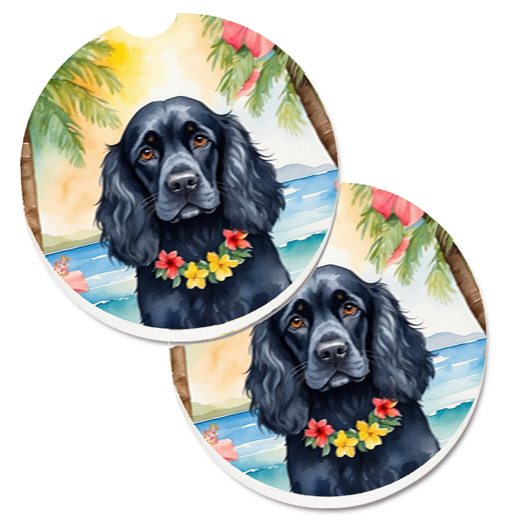 DAC6411CARC 2.5 x 2.5 in. Cocker Spaniel Luau Cup Holder Car Coasters - Set of 2