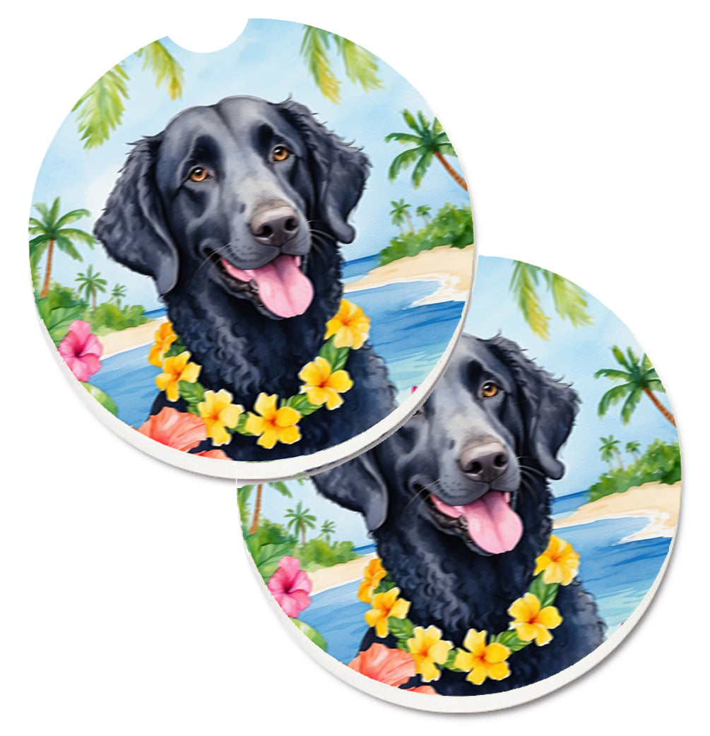 DAC6417CARC 2.5 x 2.5 in. Curly-Coated Retriever Luau Cup Holder Car Coasters - Set of 2