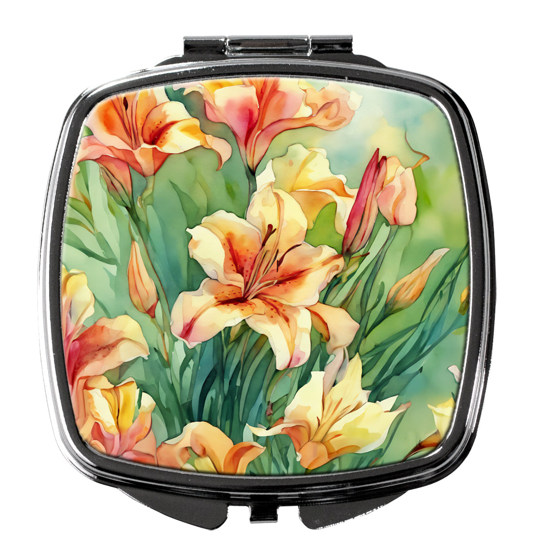 DAC1710SCM 3 x 2.75 in. Utah Sego Lilies in Watercolor Compact Mirror