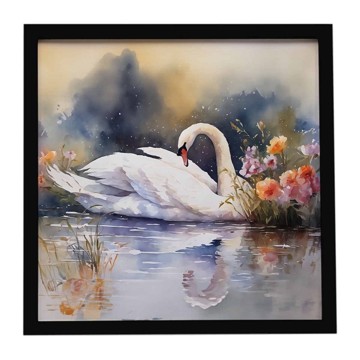 DAC3273MFP88 8 x 8 in. Swan Framed Metal Print