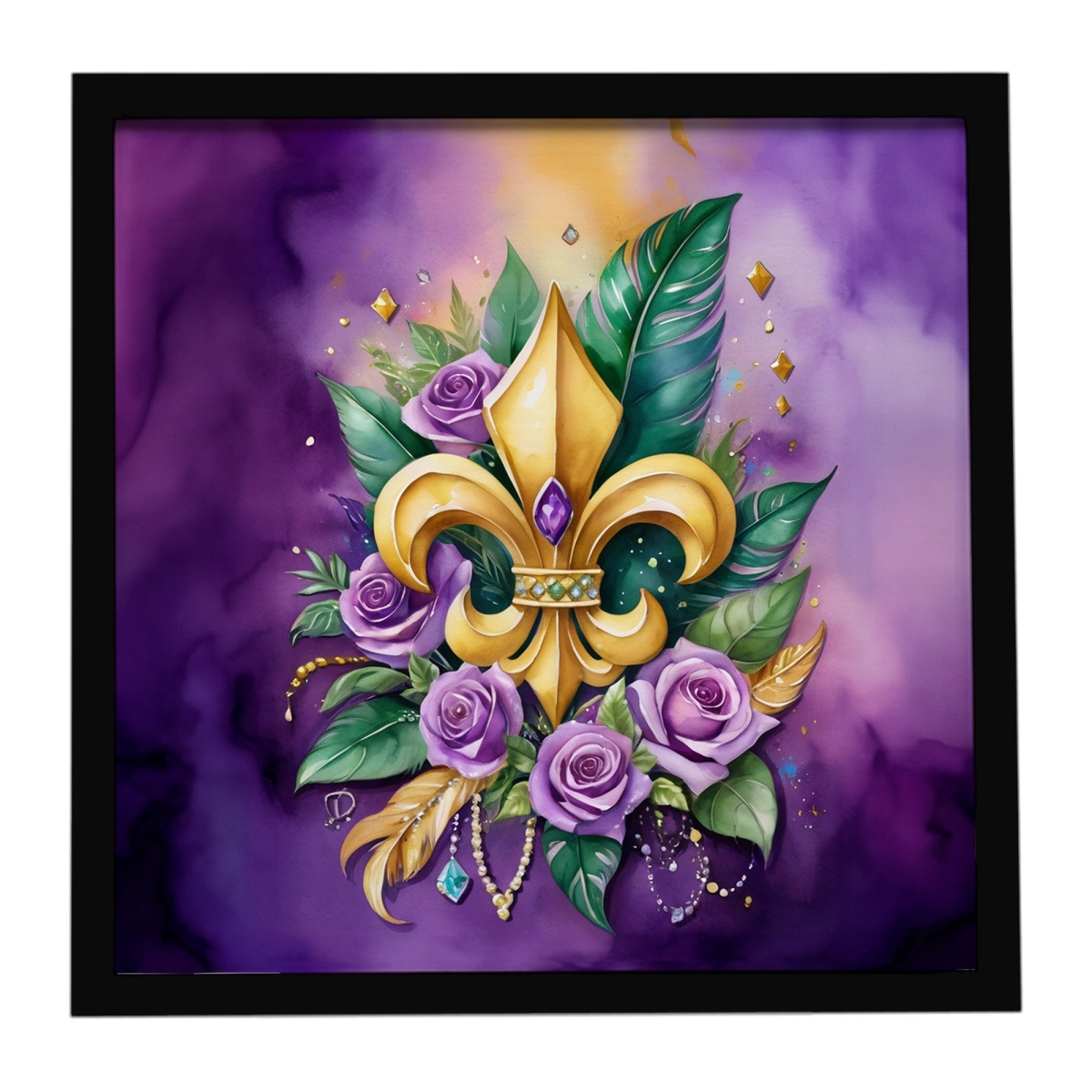 DAC5225MFP88 8 x 8 in. Fleur-de-lis Mardi Gras Framed Metal Print