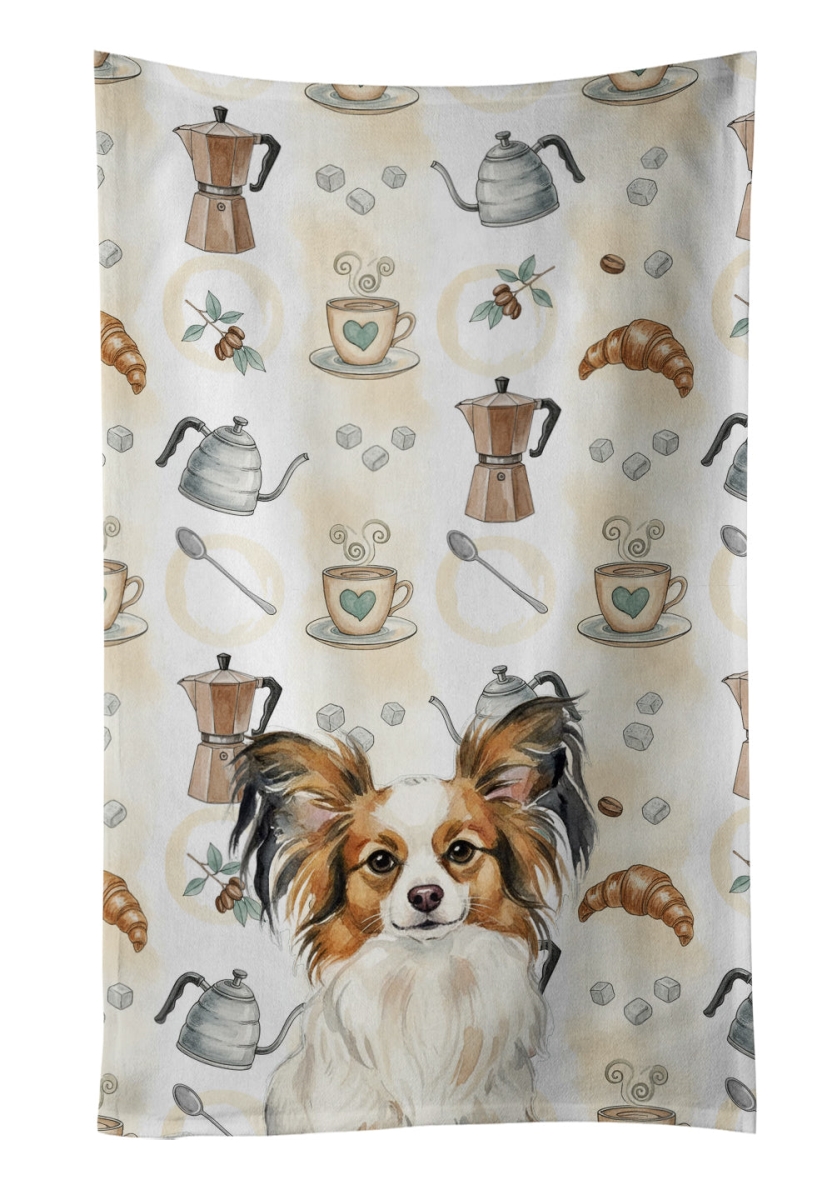 WDK7545KTWL 25 x 15 in. White with Sable Papillon Coffee Bar Kitchen Towel