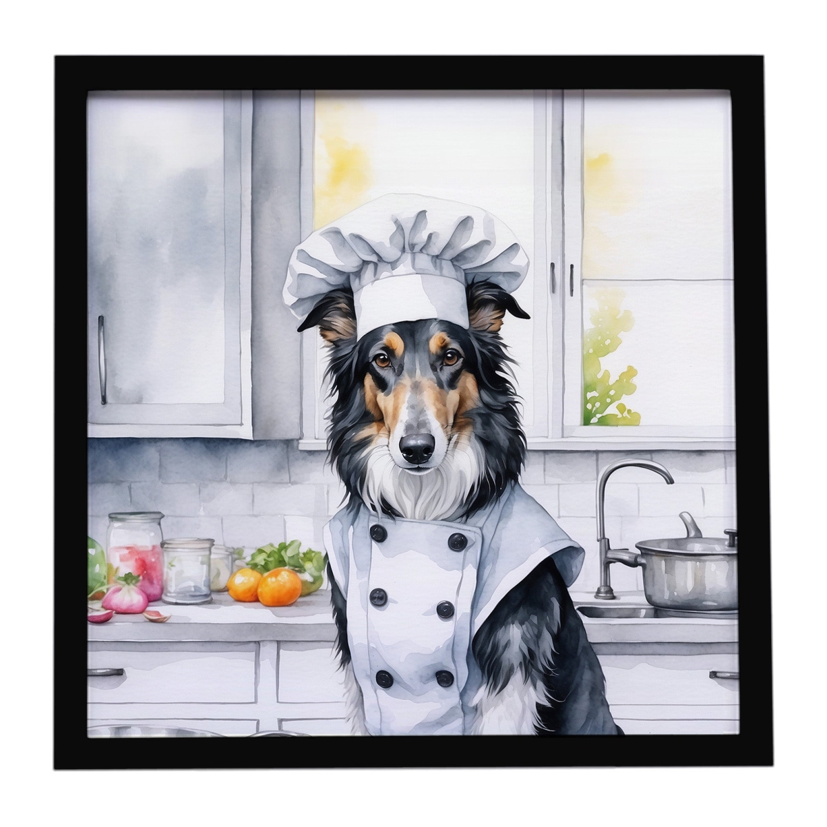 DAC6214MFP88 8 x 8 in. Borzoi The Chef Framed Metal Print