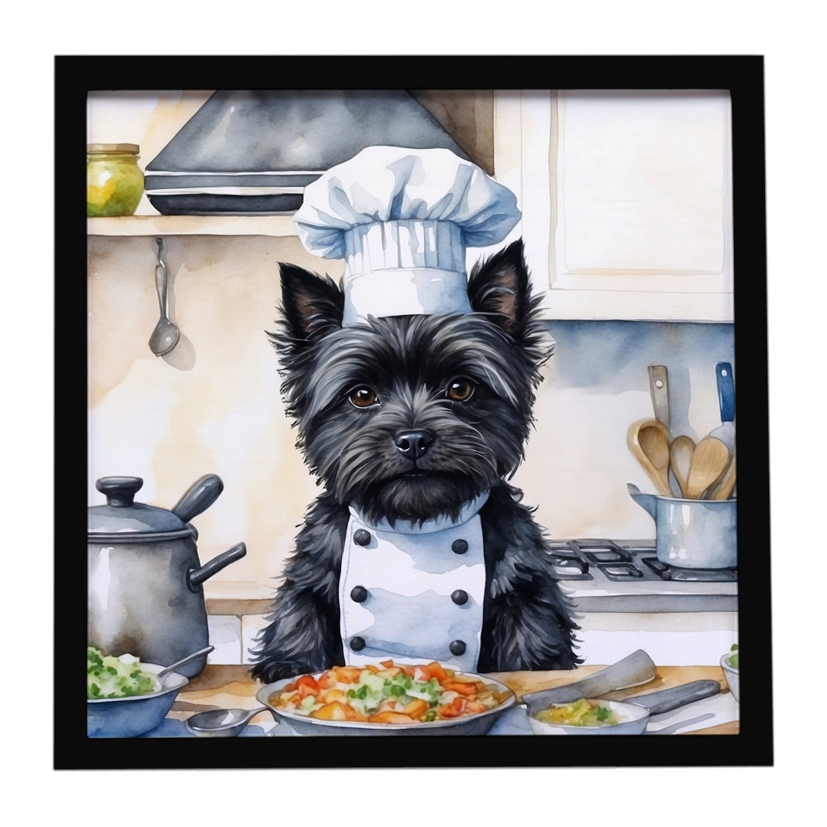 DAC6225MFP88 8 x 8 in. Cairn Terrier The Chef Framed Metal Print