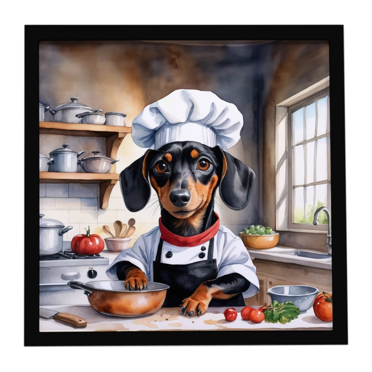 DAC6238MFP88 8 x 8 in. Dachshund The Chef Framed Metal Print