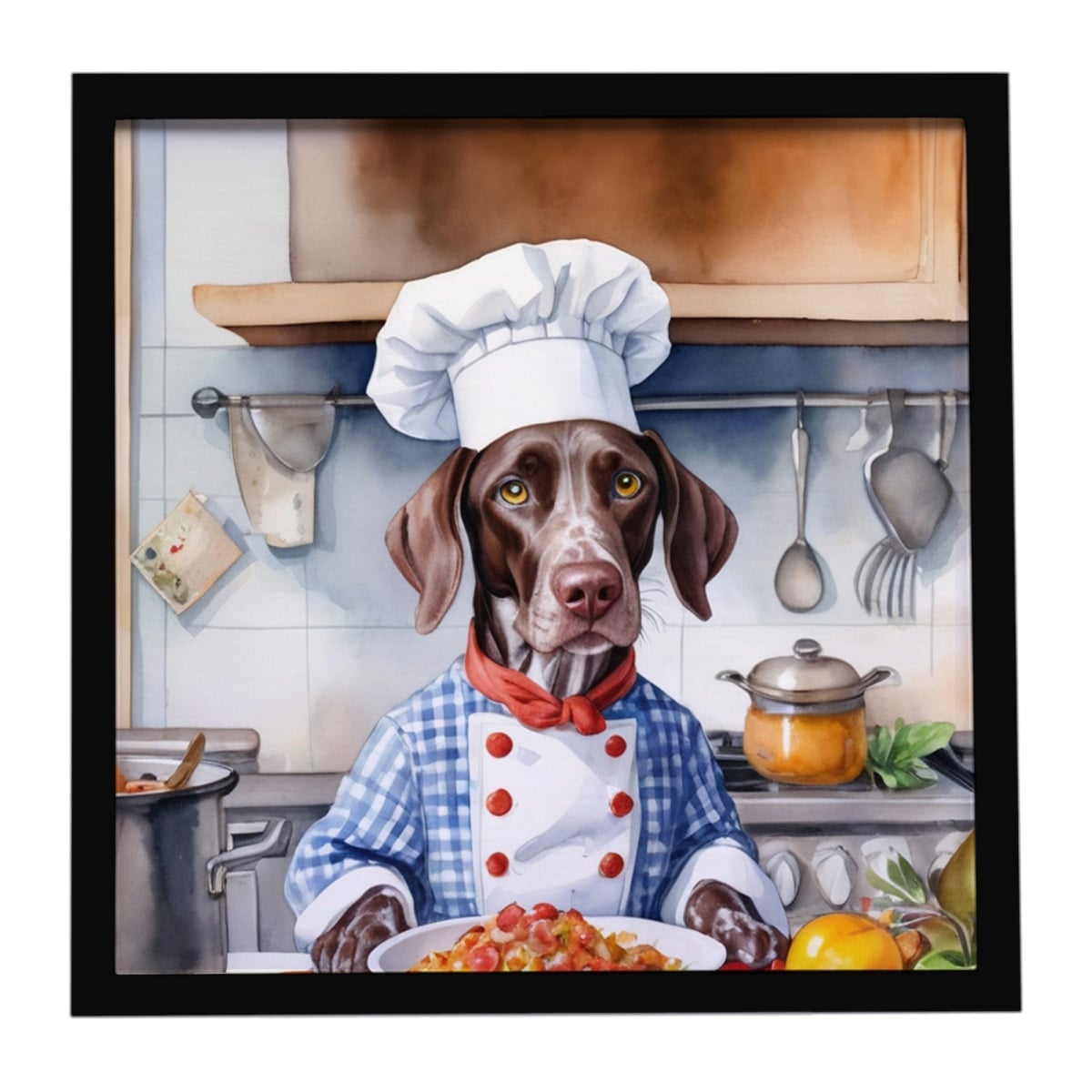 DAC6254MFP88 8 x 8 in. German Shorthaired Pointer The Chef Framed Metal Print