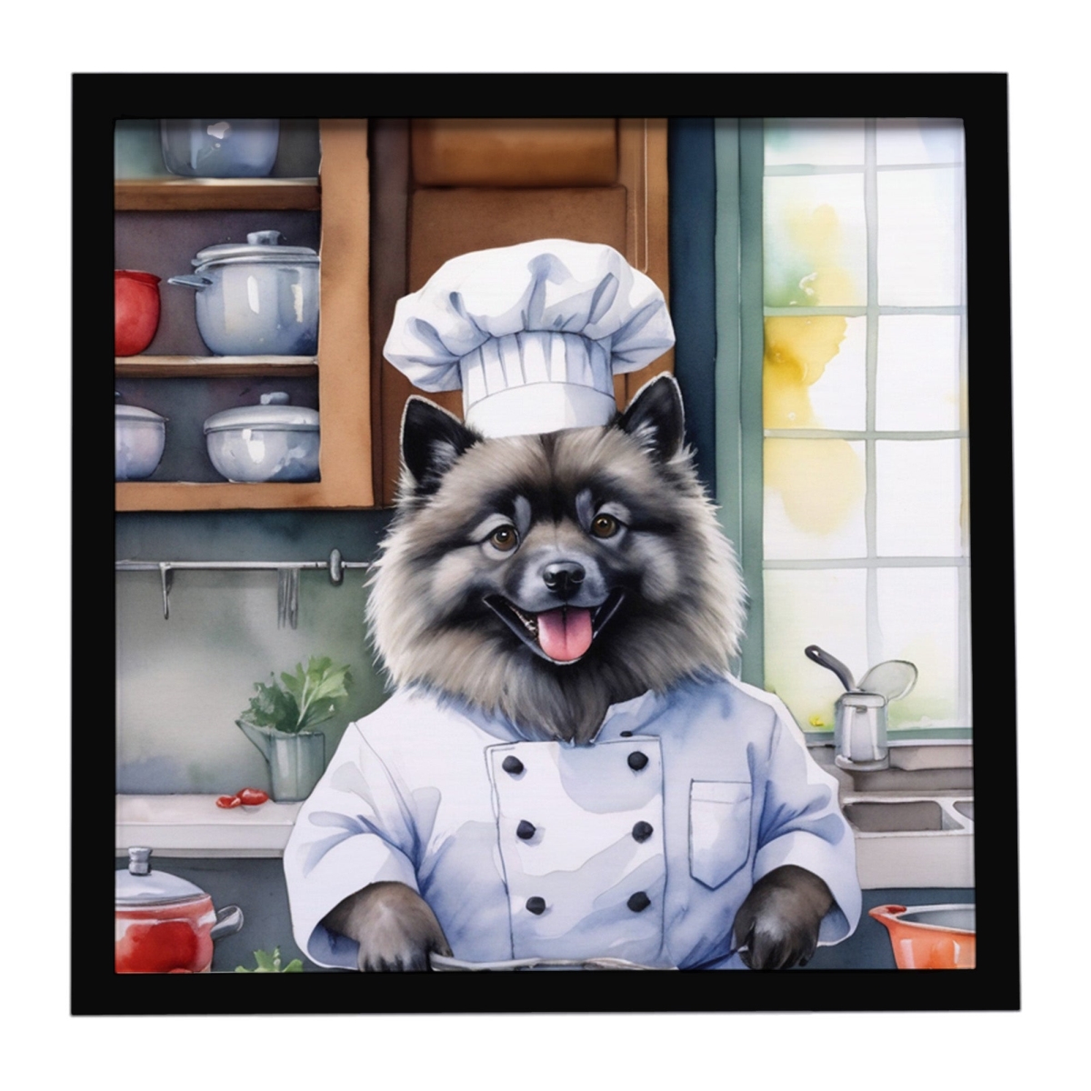 DAC6272MFP88 8 x 8 in. Keeshond The Chef Framed Metal Print