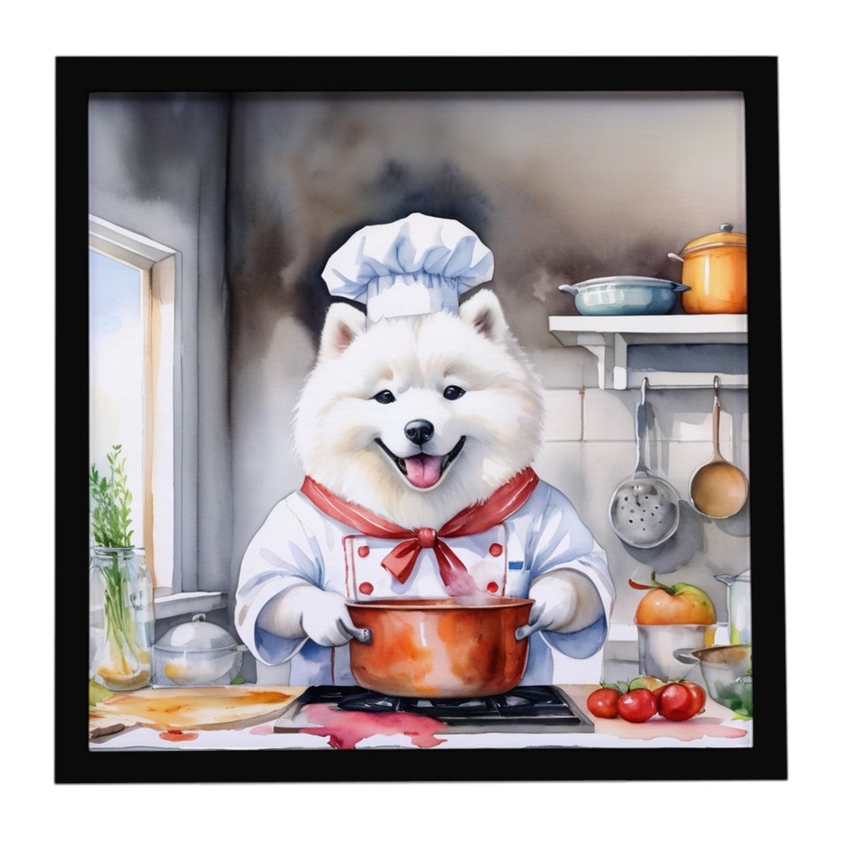 DAC6319MFP88 8 x 8 in. Samoyed The Chef Framed Metal Print