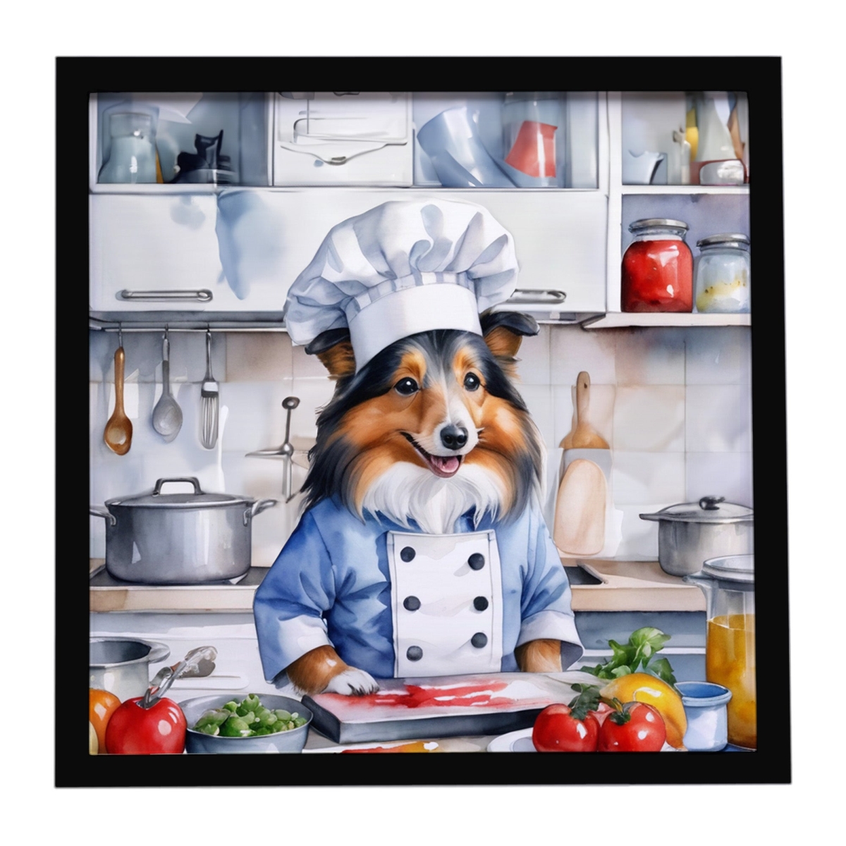 DAC6325MFP88 8 x 8 in. Sheltie The Chef Framed Metal Print