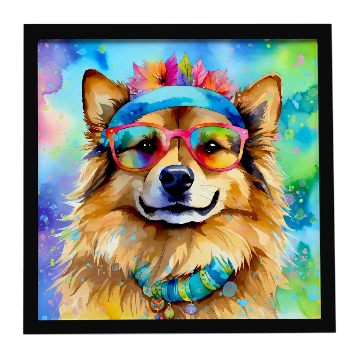 DAC2584MFP88 8 x 8 in. Hippie Dawg Framed Metal Print