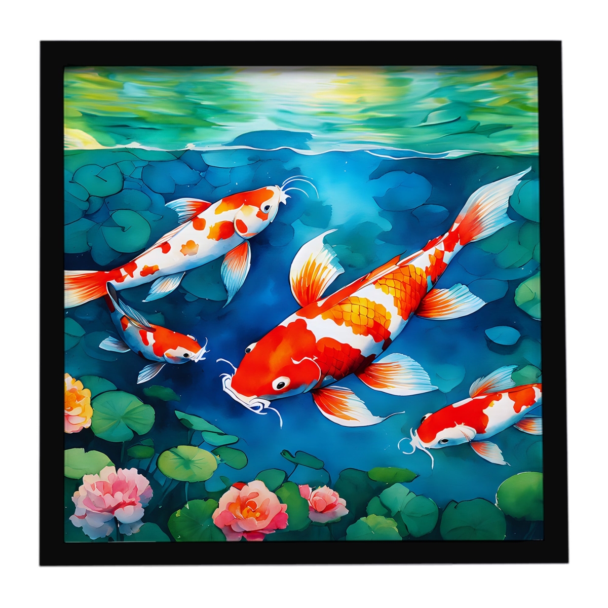 DAC2797MFP88 8 x 8 in. Koi Fish Framed Metal Print
