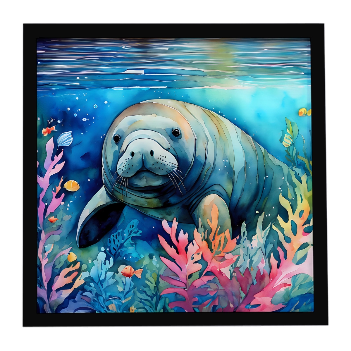 DAC2812MFP88 8 x 8 in. Manatee Framed Metal Print
