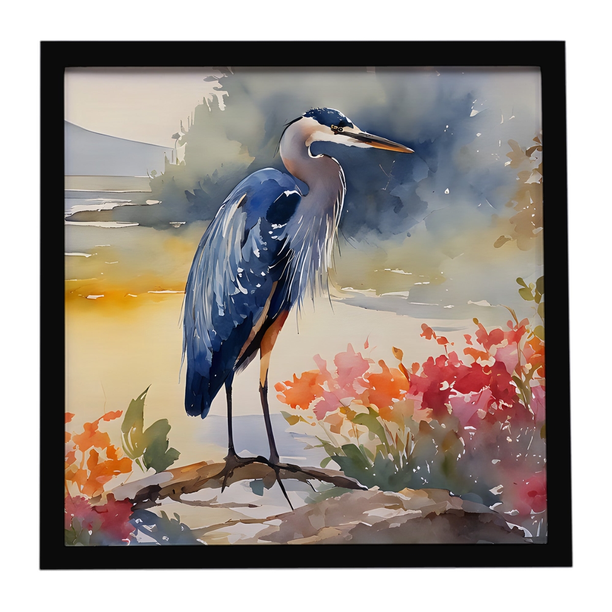 DAC2845MFP88 8 x 8 in. Blue Heron Framed Metal Print
