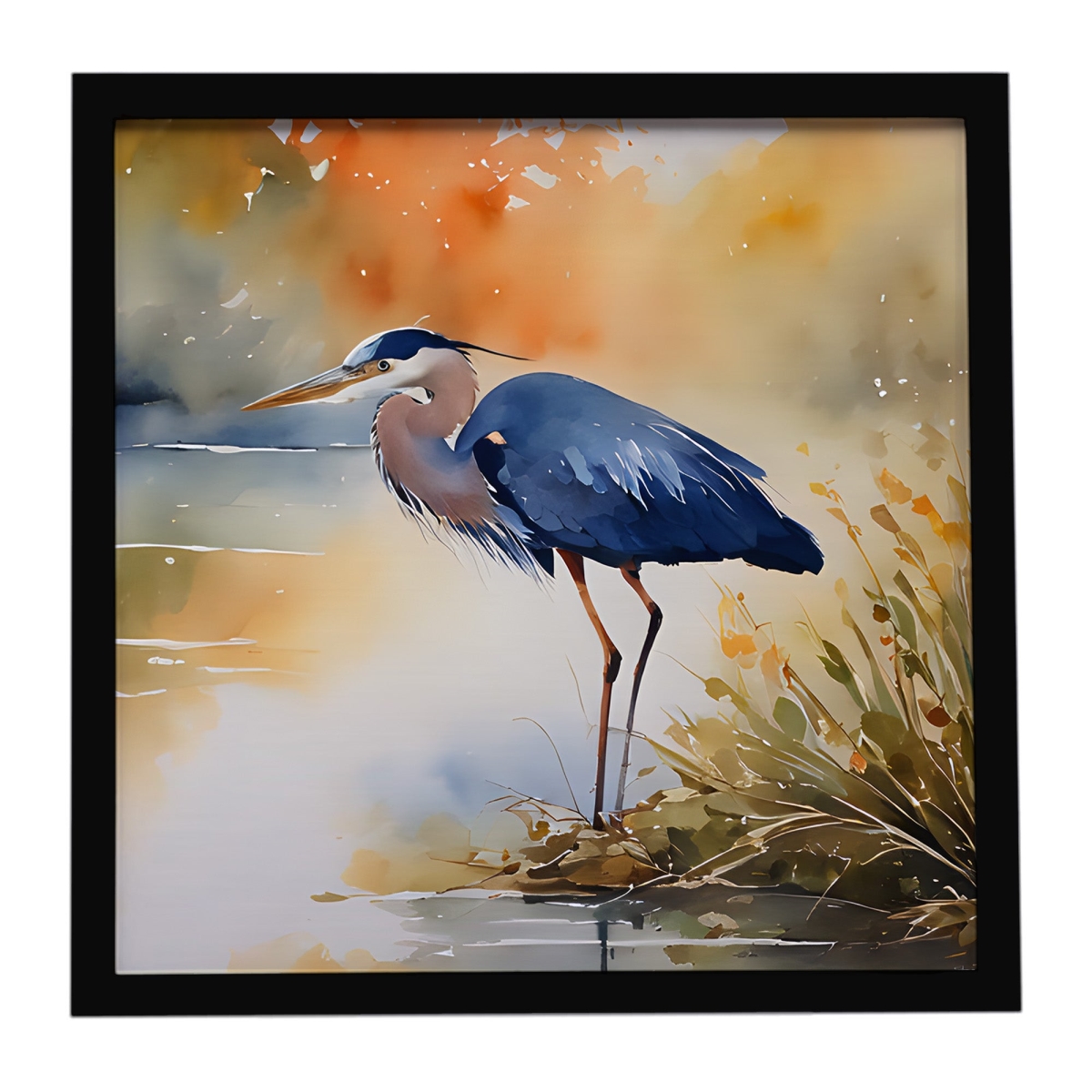 DAC2847MFP88 8 x 8 in. Blue Heron Framed Metal Print