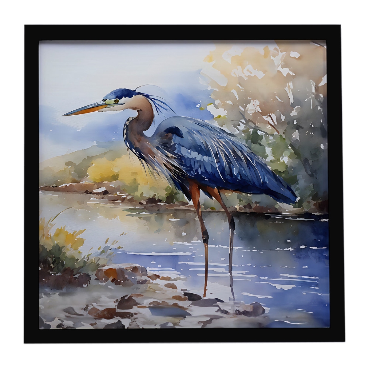 DAC2848MFP88 8 x 8 in. Blue Heron Framed Metal Print