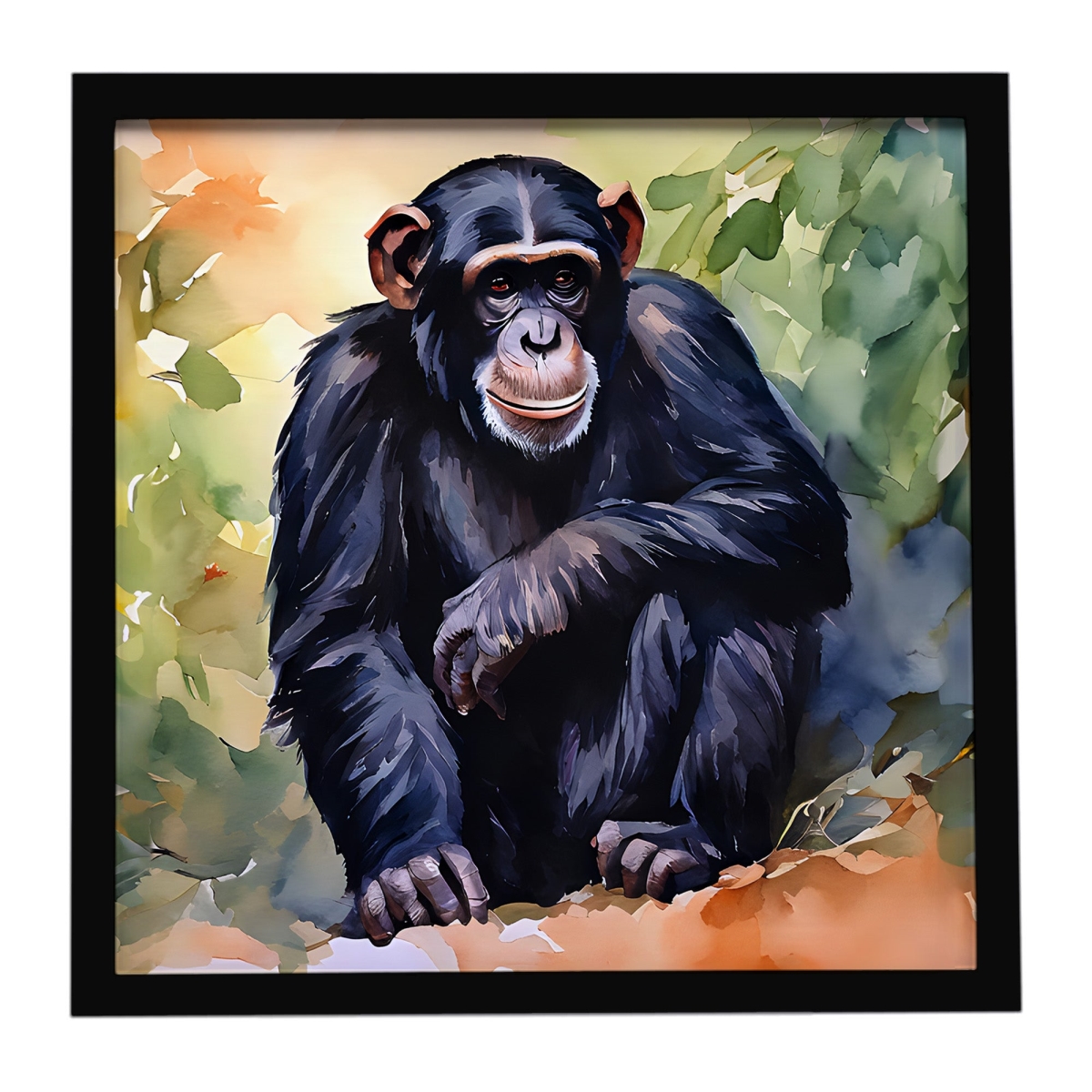 DAC2891MFP88 8 x 8 in. Chimpanzee Framed Metal Print