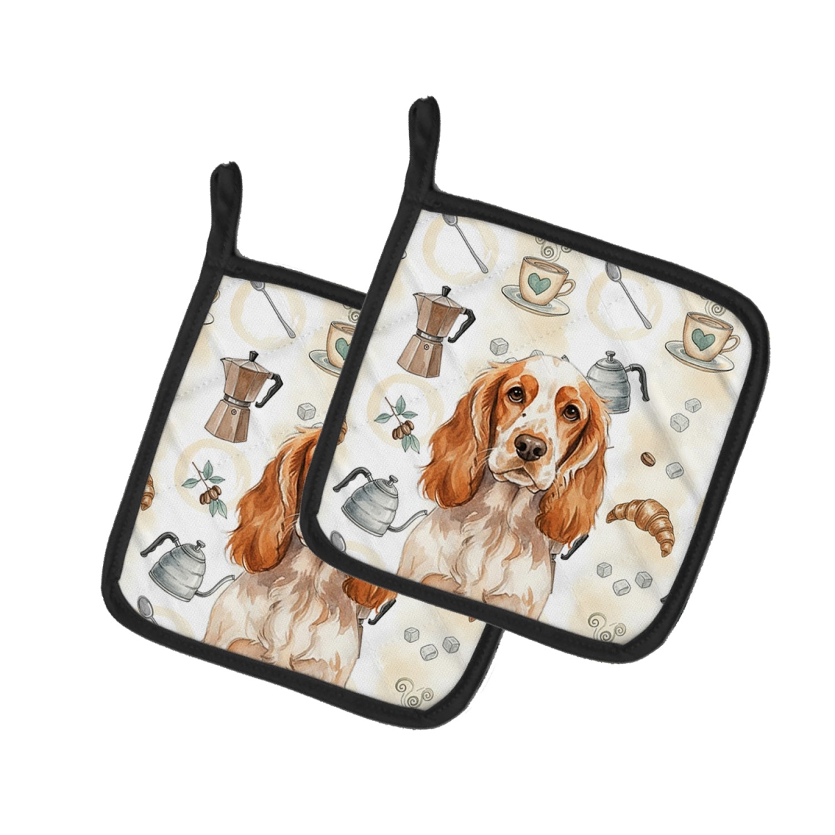 Picture of Carolines Treasures WDK7422PTHD 7.5 x 7.5 in. Orange Roan English Cocker Spaniel Coffee Bar Pair of Pot Holders