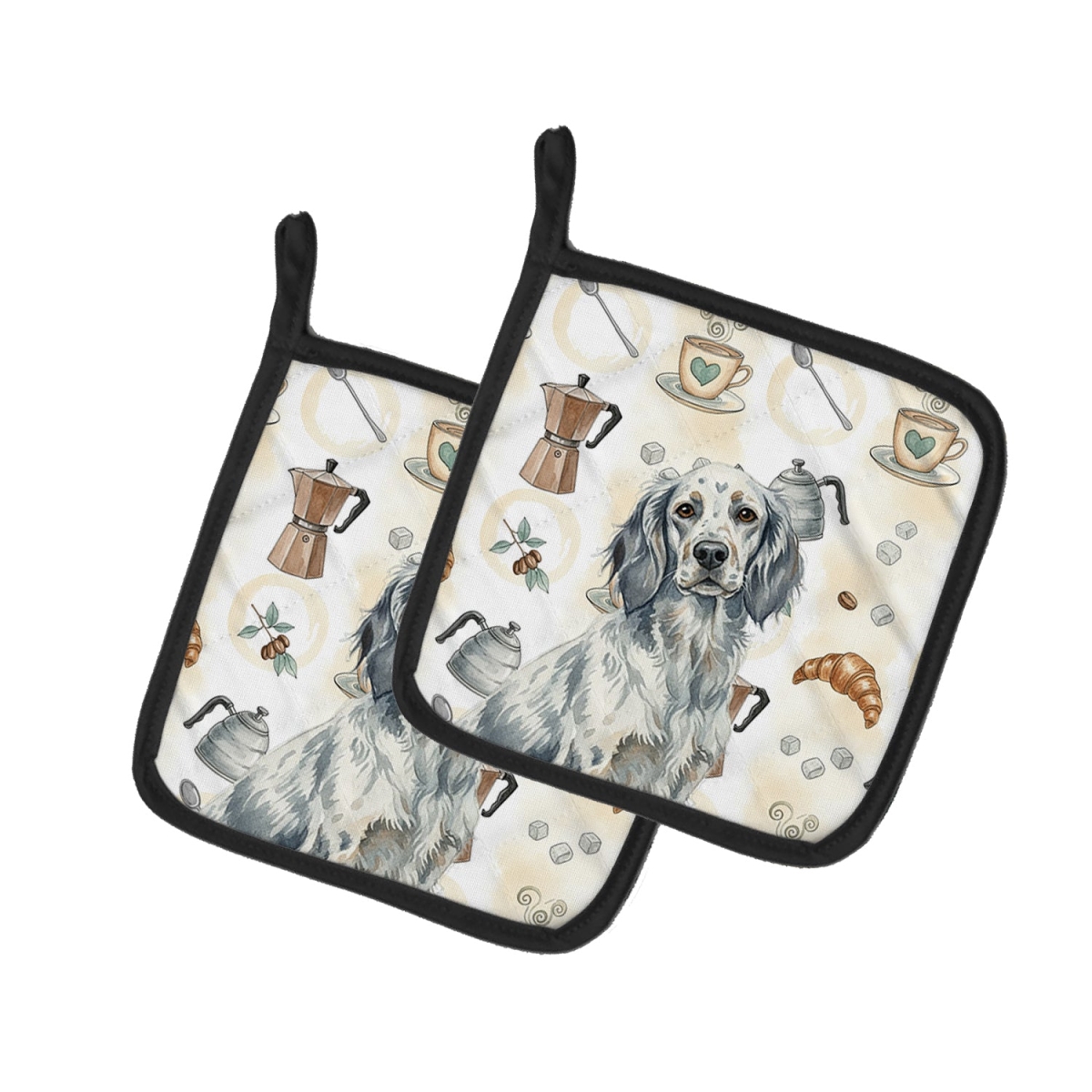 Picture of Carolines Treasures WDK7427PTHD 7.5 x 7.5 in. Blue Belton English Setter Coffee Bar Pair of Pot Holders